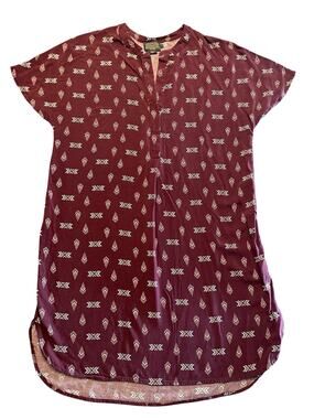 Pendleton Southwestern Geometric Shift Dress Maroon Henley Tunic Large